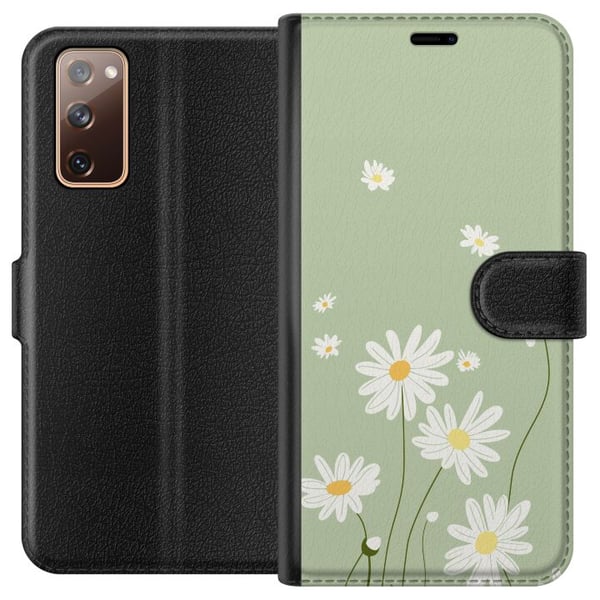 Kompatibelt Plånboksfodral till Samsung Galaxy S20 FE Prästkragar – blommigt mönster i svensk sommarstil