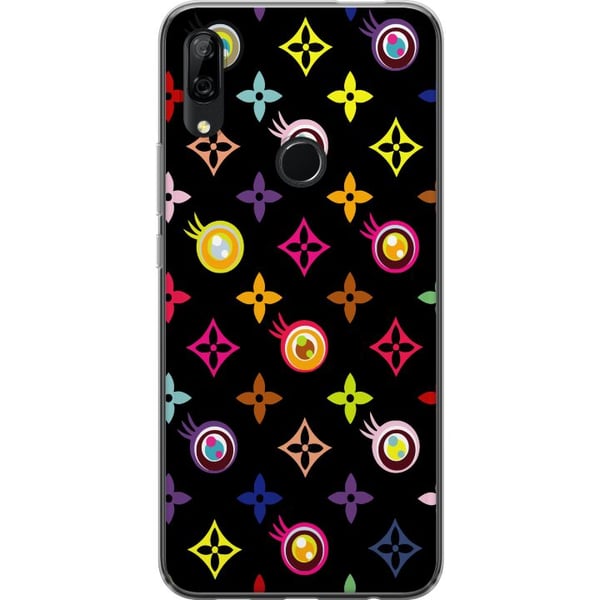 Kompatibel Mobilcover til Huawei P Smart Z Farverigt mønster med geometriske symboler og øjne på sort baggrund pop art-design