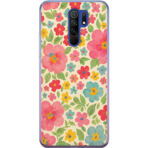 Kompatibel Mobilcover til Xiaomi Redmi 9 Legesyge blomster i et farverigt håndmalet mønster