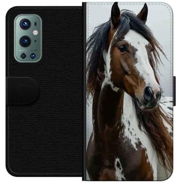 Kompatibel Tegnebogsetui til OnePlus 9 Pro Häst Djurmotiv Grafisk Design Natur Kraftfullt Motiv