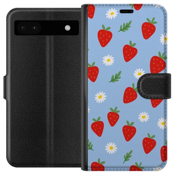 Yhteensopiva Lompakkokotelo Google Pixel 6a mansikat mansikat kuvio kesä kukat päivänkakkara ruotsalainen juhannus retro painatus marjasuunnittelu