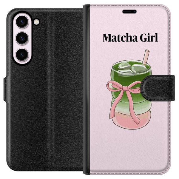 Yhteensopiva Lompakkokotelo Samsung Galaxy S23+ Matcha Girl -kuvitus – kawaii-henkinen teen inspiroima design vaaleanpunaisella rusetilla