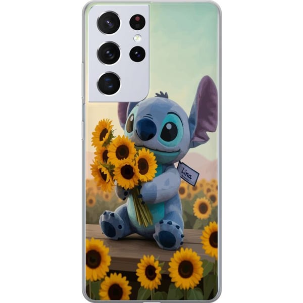 Kompatibelt Mobildeksel til Samsung Galaxy S21 Ultra 5G Disney Stitch solsikkeplakat Lilo og Stitch blå aliensolsikker søt kawaii-figur feltdesign ku Kompatibelt Mobildeksel til Samsung Galaxy S21 Ultra 5G Disney Stitch solsikkeplakat Lilo og Stitch blå aliensolsikker søt kawaii-figur feltdesign ku