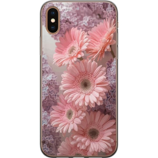 Kompatibelt Mobildeksel til Apple iPhone XS Rosa blomster blomstermønsterdesign