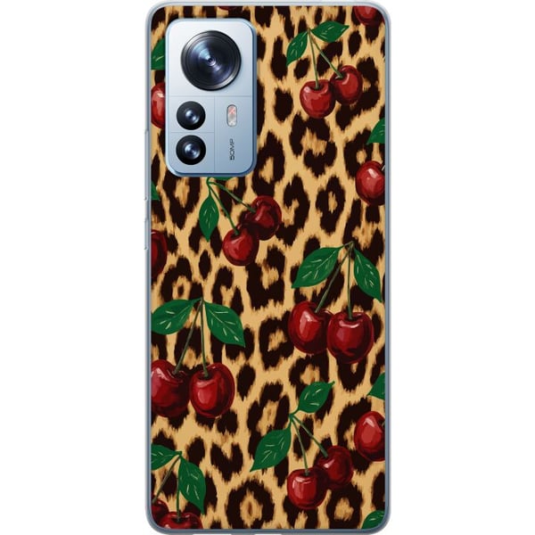 Kompatibelt Mobilskal till Xiaomi 12 Pro Cherry leopard mönster körsbär retro rockabilly pinup style cherry print leopard bakgrund fashion art