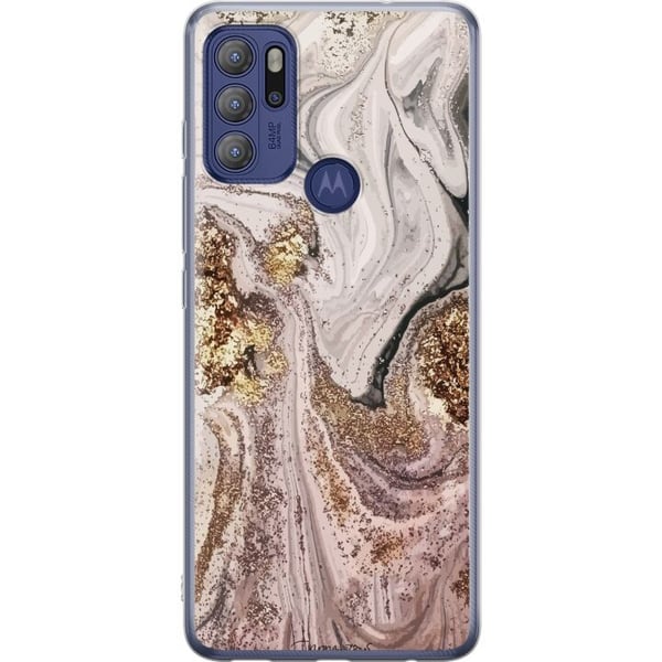 Kompatibel Mobilcover til Motorola Moto G60S Beige marmor med guldglimmerstruktur, elegant design med luksuriøs følelse, perfekt til moderne stil