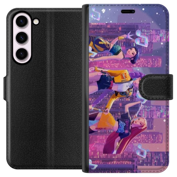 Kompatibelt Lommeboketui til Samsung Galaxy S23+ Futuristisk K-pop-jentegruppe fra Demon Hunters i en neonby med popkultur og mørk fantasy-stemning