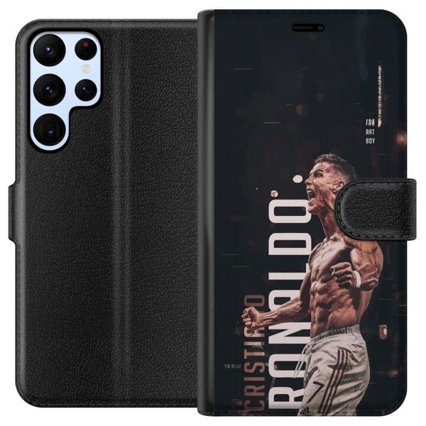 Kompatibel Tegnebogsetui til Samsung Galaxy S22 Ultra 5G Cristiano Ronaldo Al-Nassr Portugal legendarisk angriber med styrke, hurtighed og en af fodb