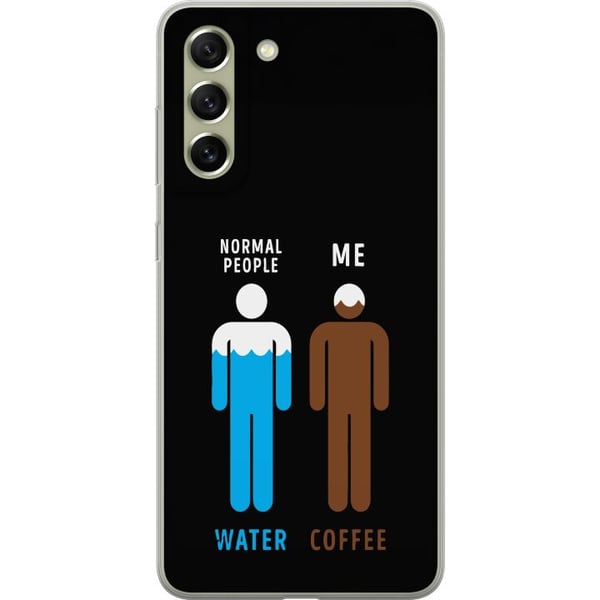 Kompatibel Mobilcover til Samsung Galaxy S21 FE 5G Sjov minimalistisk illustration med teksten normal people water me coffee perfekt til kaffeelskere