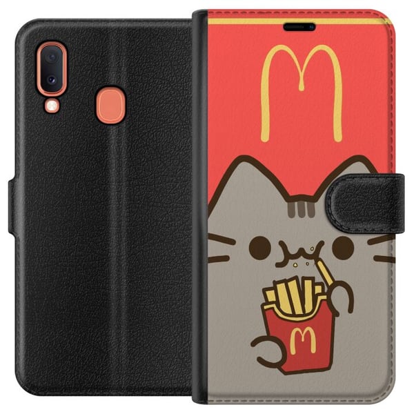 Kompatibelt Lommeboketui til Samsung Galaxy A20e Søt Pusheen-lignende katt med pommes frites i McDonald’s-stil – humoristisk og sjarmerende motiv. Kompatibelt Lommeboketui til Samsung Galaxy A20e Søt Pusheen-lignende katt med pommes frites i McDonald’s-stil – humoristisk og sjarmerende motiv.