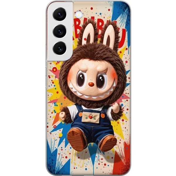 Kompatibelt Mobilskal till Samsung Galaxy S22 5G Kanindräkt med busigt uttryck och serietidningsbakgrund som ger energisk lekfull popkulturell stil i