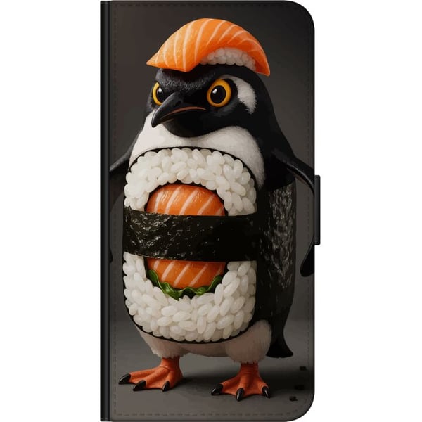 Kompatibel Tegnebogsetui til OnePlus 9 Pro Sushi-pingvindesign – Kreativt kawaii-motiv med laks, ris og tang