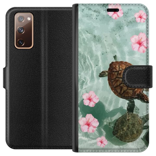 Kompatibelt Lommeboketui til Samsung Galaxy S20 FE Skilpadder og hibiskus tropisk design med blomster og vann rolig feriefølelse inspirert av hav og Kompatibelt Lommeboketui til Samsung Galaxy S20 FE Skilpadder og hibiskus tropisk design med blomster og vann rolig feriefølelse inspirert av hav og