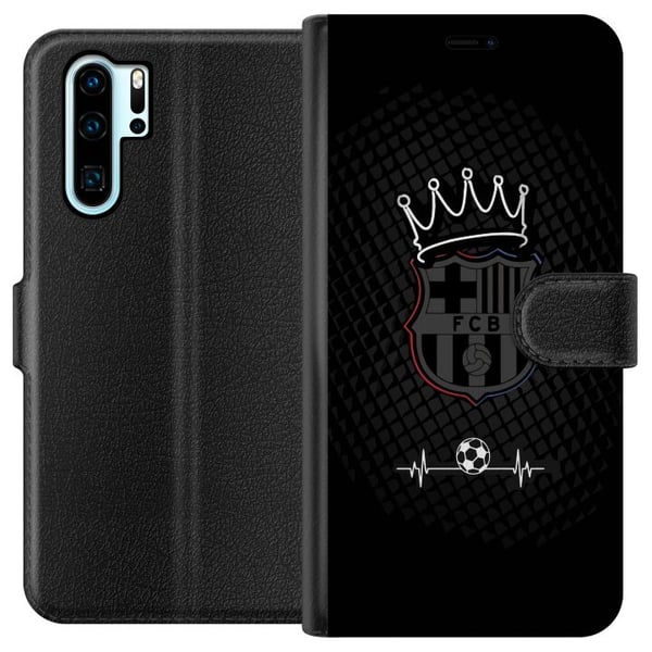 Kompatibelt Plånboksfodral till Huawei P30 Pro FC Barcelona Emblem Fotboll Motiv Blå Röd Klubblogo