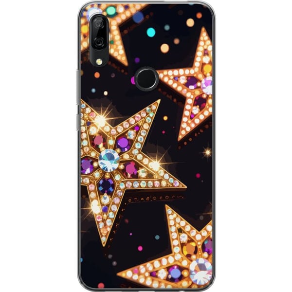 Kompatibel Mobilcover til Huawei P Smart Z Gyldne glitterstjerner med krystaller og festlig lyseffekt på mørk baggrund, et elegant motiv til jul, nyt