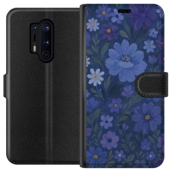 Yhteensopiva Lompakkokotelo OnePlus 8 Pro Keskiyön kukkia syvänsinisessä unenomaisessa kesäillassa