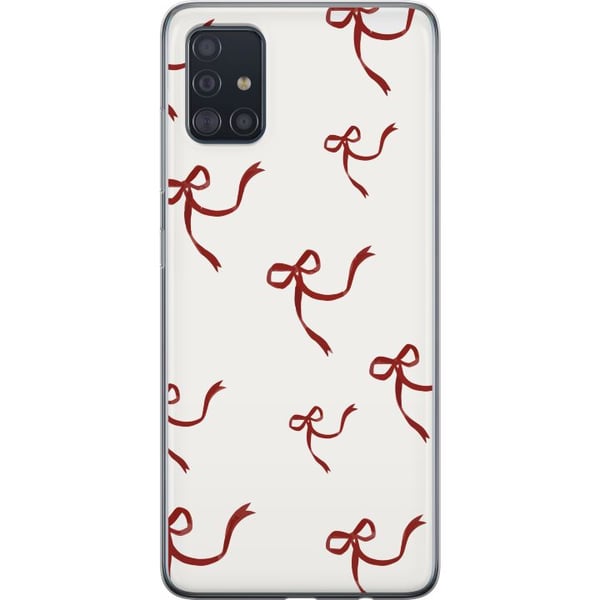 Kompatibelt Mobildeksel til Samsung Galaxy A51 Elegant mønster med røde silkesløyfer på lys bakgrunn for en romantisk og tidløs følelse Kompatibelt Mobildeksel til Samsung Galaxy A51 Elegant mønster med røde silkesløyfer på lys bakgrunn for en romantisk og tidløs følelse