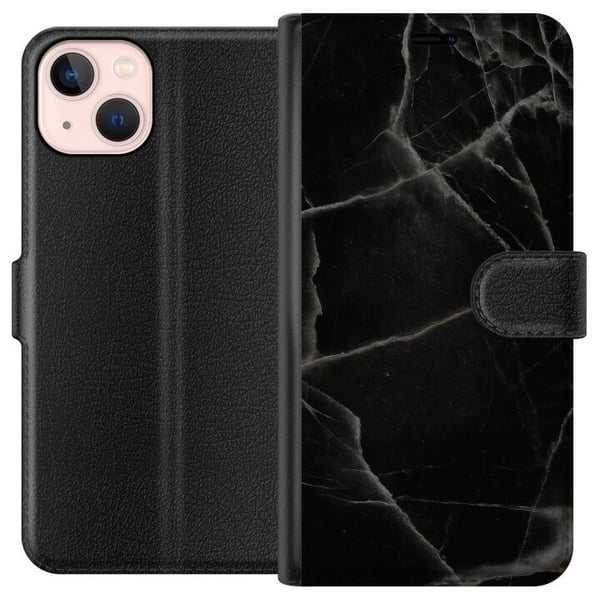 Kompatibelt Plånboksfodral till Apple iPhone 13 mini Svart marmor Kompatibelt Plånboksfodral till Apple iPhone 13 mini Svart marmor