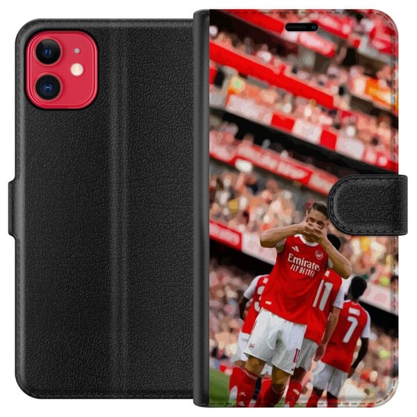 Kompatibel Tegnebogsetui til Apple iPhone 11 Arsenal-illustration – Martin Ødegaard i fodboldtrøje, målgestusdesign Kompatibel Tegnebogsetui til Apple iPhone 11 Arsenal-illustration – Martin Ødegaard i fodboldtrøje, målgestusdesign