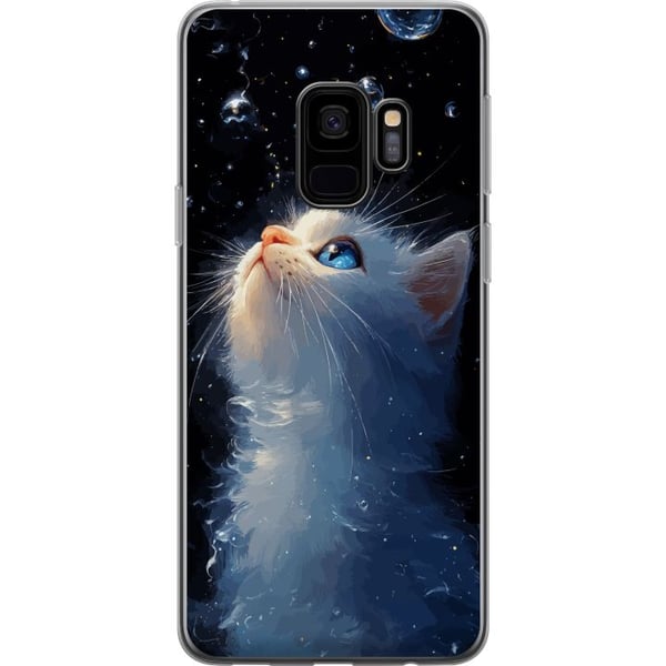 Kompatibelt Mobilskal till Samsung Galaxy S9 Dreamy Starry Cat med vit katt som tittar mot stjärnorna ett drömskt och magiskt motiv för kattälskare Kompatibelt Mobilskal till Samsung Galaxy S9 Dreamy Starry Cat med vit katt som tittar mot stjärnorna ett drömskt och magiskt motiv för kattälskare