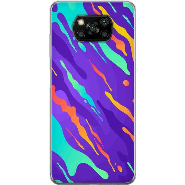 Kompatibelt Mobildeksel til Xiaomi Poco X3 NFC Fargerikt abstrakt mønster med flytende former i moderne design