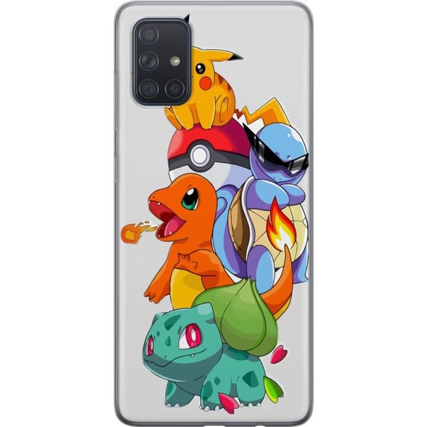 Kompatibelt Mobildeksel til Samsung Galaxy A71 Pokémon Pikachu Charmander Squirtle Bulbasaur – fargerik Pokémon-stabelillustrasjon med fire populære Kompatibelt Mobildeksel til Samsung Galaxy A71 Pokémon Pikachu Charmander Squirtle Bulbasaur – fargerik Pokémon-stabelillustrasjon med fire populære