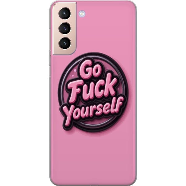Kompatibelt Mobildeksel til Samsung Galaxy S21 Rund rosa emblemform med opphøyd tekst, leken grafisk design med myke former og pop-estetisk følelse