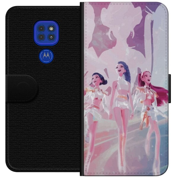 Kompatibel Tegnebogsetui til Motorola Moto G9 Play K-Pop Demon Hunters sølvidoltrio – futuristisk K-pop-inspireret gruppedesign med glitrende scenetø