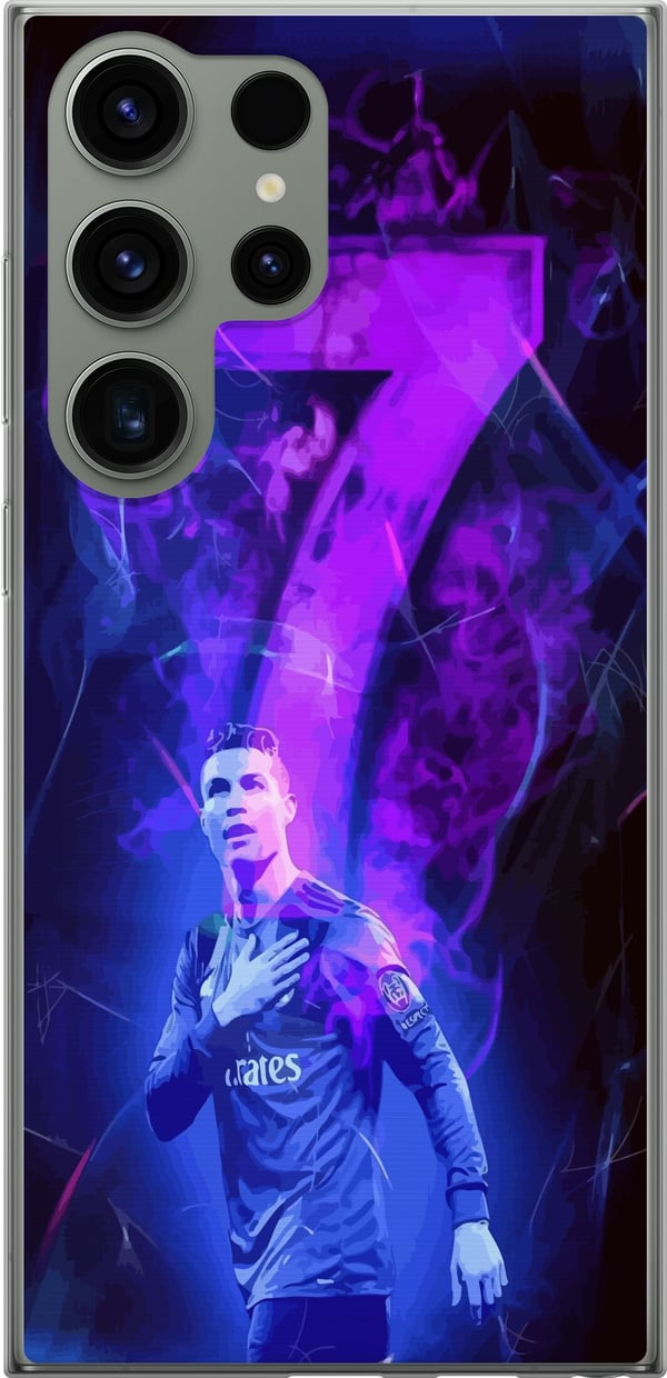 Kompatibel Mobilcover til Samsung Galaxy S23 Ultra Ronaldo 7 - Fodboldlegende i Handling for Fans