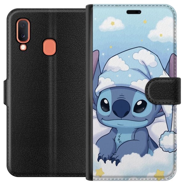 Kompatibelt Plånboksfodral till Samsung Galaxy A20e Stitch godnatt moln sovande cute bedtime clouds kawaii cosy blue character soft aesthetic poster Kompatibelt Plånboksfodral till Samsung Galaxy A20e Stitch godnatt moln sovande cute bedtime clouds kawaii cosy blue character soft aesthetic poster
