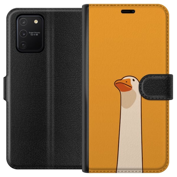 Kompatibelt Lommeboketui til Samsung Galaxy S10 Lite Minimalistisk gåseillustrasjon på varm gul bakgrunn – humoristisk dyredesign i moderne og rolig Kompatibelt Lommeboketui til Samsung Galaxy S10 Lite Minimalistisk gåseillustrasjon på varm gul bakgrunn – humoristisk dyredesign i moderne og rolig