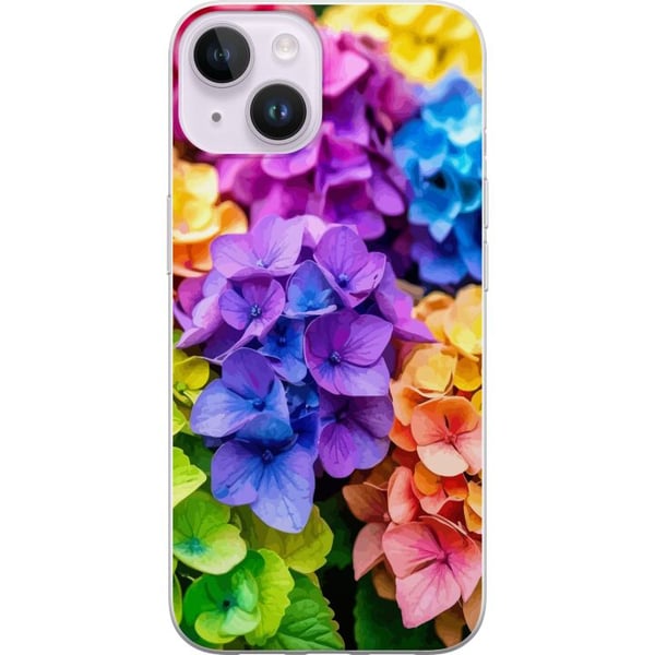 Yhteensopiva Puhelinkuori Apple iPhone 14 Plus Hortensia hortensian kukat värikkäät kukat sateenkaari kukkakuvio violetti vaaleanpunainen sininen kel