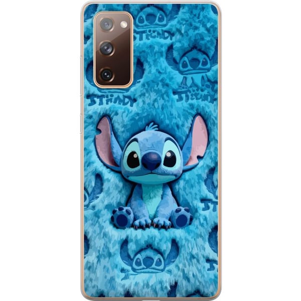 Kompatibelt Mobildeksel til Samsung Galaxy S20 FE Stitch sitter på et fluffy blått mønster med ansiktet og ørene sine gjentatt som tekstur, noe som s Kompatibelt Mobildeksel til Samsung Galaxy S20 FE Stitch sitter på et fluffy blått mønster med ansiktet og ørene sine gjentatt som tekstur, noe som s