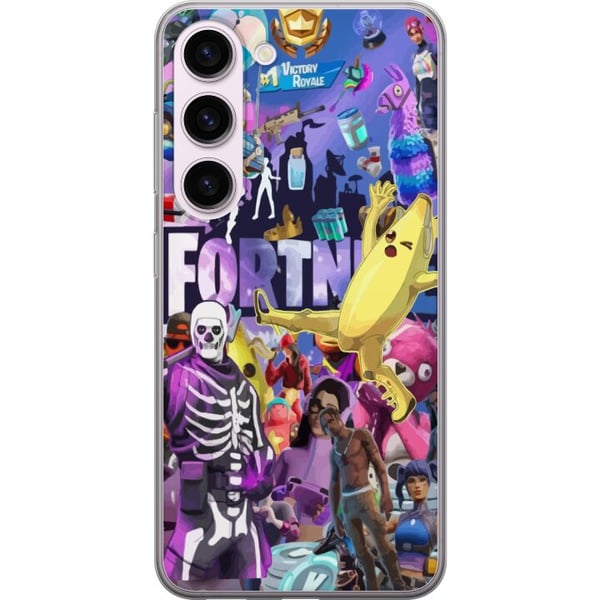 Kompatibel Mobilcover til Samsung Galaxy S23 Fortnite-collage med Banana Peely Battle Bus og skins farverigt gamingmotiv