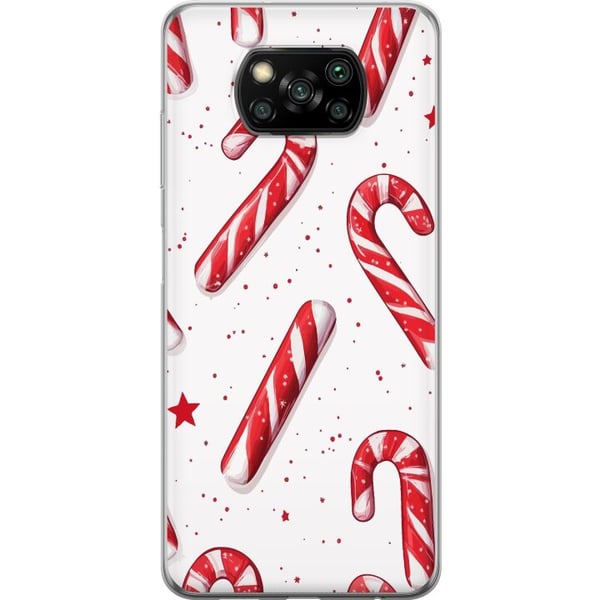 Kompatibel Mobilcover til Xiaomi Poco X3 NFC Juleinspireret mønster med polkagrise, stjerner og vinterdetaljer – klassisk og populært i juletiden.