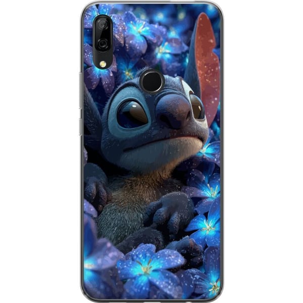 Kompatibel Mobilcover til Huawei P Smart Z Stitch blandt blå blomster Drømmeagtigt blåt design med Stitch blandt blomster i natlys og en blød følelse
