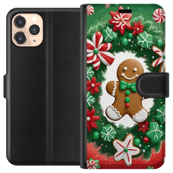 Kompatibelt Lommeboketui til Apple iPhone 11 Pro jul pepperkake plakat pepperkake julekaker juletre godteri søtsaker julemotiv retrodesign