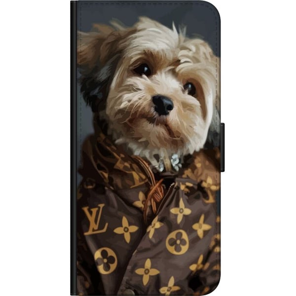 Kompatibel Tegnebogsetui til OnePlus 9 Pro Lille hund i luksusjakke, elegant og sjovt design til modeelskere og hundeejere med stil