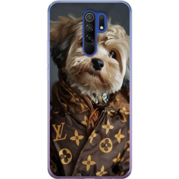 Kompatibel Mobilcover til Xiaomi Redmi 9 Lille hund i luksusjakke, elegant og sjovt design til modeelskere og hundeejere med stil