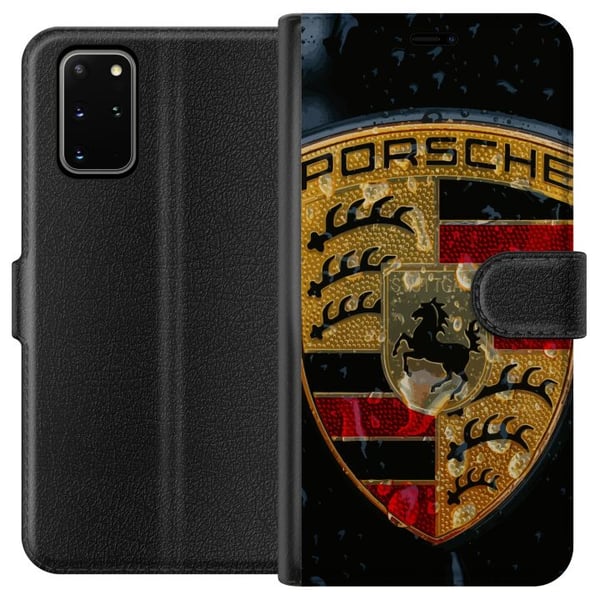 Kompatibelt Plånboksfodral till Samsung Galaxy S20+ Porsche crest poster luxury car emblem sportbil logo Stuttgart klassisk retro design bil brand ar