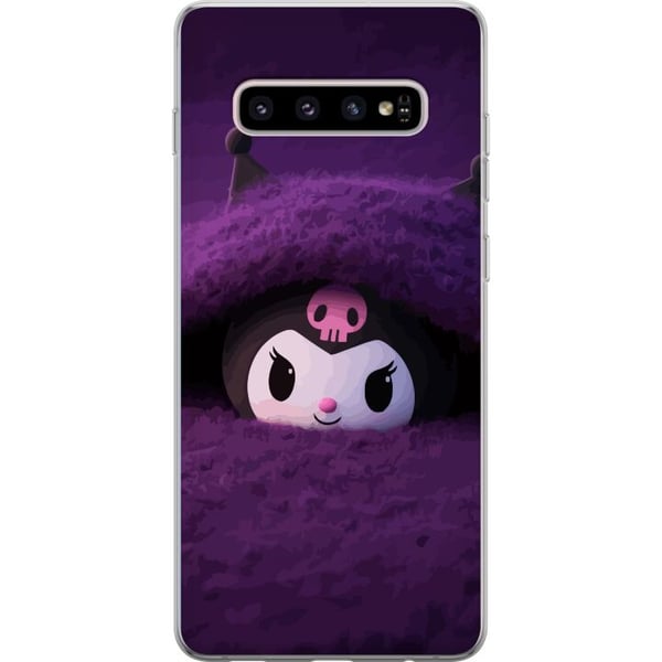 Kompatibelt Mobilskal till Samsung Galaxy S10+ Kuromi-inspirerad figur i lila fluffig fantasy-miljö med mystisk kawaii-känsla