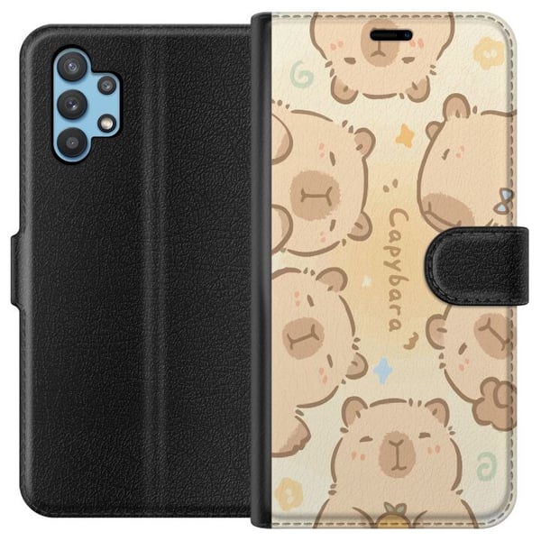 Kompatibelt Plånboksfodral till Samsung Galaxy A32 5G Capybara Cuties Pastell Design gulliga flodsvin i mjuka färger söt varm stil med charm och lekf