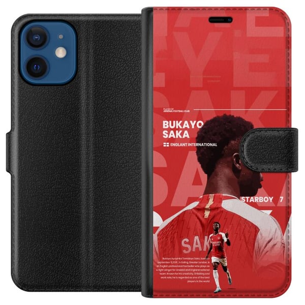 Yhteensopiva Lompakkokotelo Apple iPhone 12 mini Bukayo Saka Arsenal Englanti 16 syöttöä loukkaantumisesta huolimatta jalkapallo laitahyökkääjä nopea