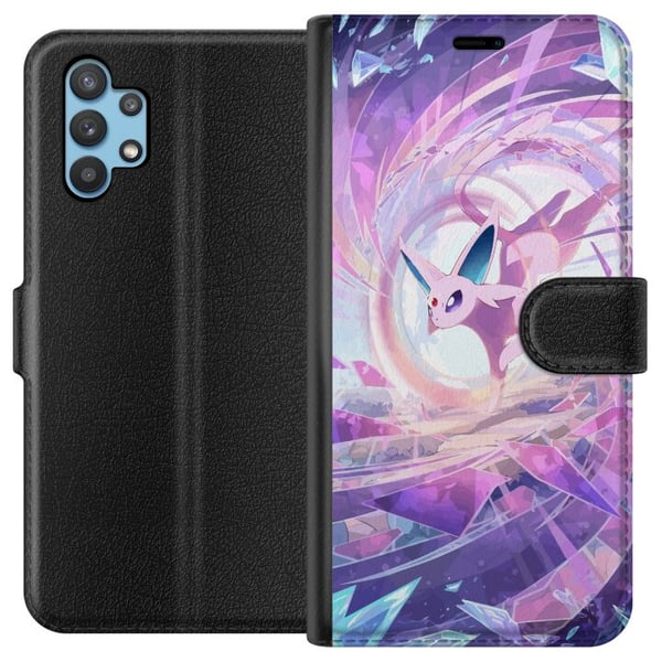 Kompatibelt Lommeboketui til Samsung Galaxy A32 5G Espeon Pokémon-illustrasjon – Magisk lilla motiv med krystaller og stjerner Kompatibelt Lommeboketui til Samsung Galaxy A32 5G Espeon Pokémon-illustrasjon – Magisk lilla motiv med krystaller og stjerner
