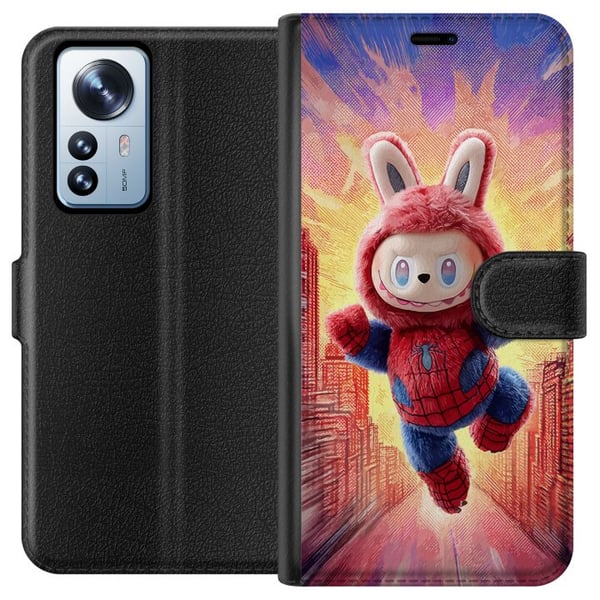 Yhteensopiva Lompakkokotelo Xiaomi 12 Pro Nukkuva koiranpentu silmälasit päässä kirjan päällä, lämminhenkinen ja kodikas aihe, jossa on suloinen opis