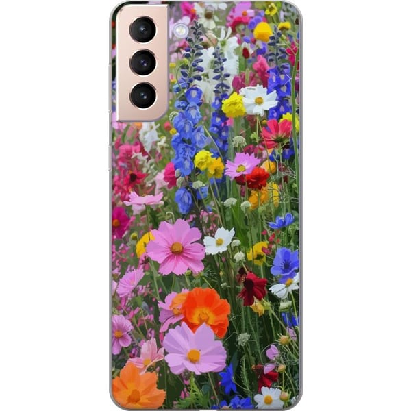 Kompatibelt Mobildeksel til Samsung Galaxy S21 Blomstrete mobildeksel med sommerlig eng og naturmotiv