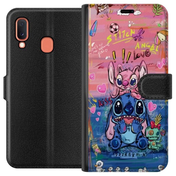 Kompatibelt Lommeboketui til Samsung Galaxy A20e Stitch kunst Kompatibelt Lommeboketui til Samsung Galaxy A20e Stitch kunst