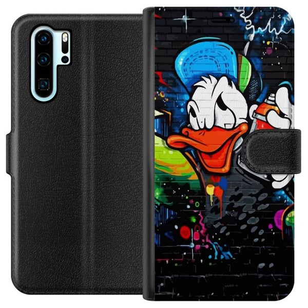 Kompatibelt Plånboksfodral till Huawei P30 Pro Kalle Anka Graffiti Disney Design Roligt Barn Motiv