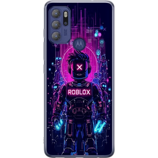 Kompatibel Mobilcover til Motorola Moto G60S Roblox Cyber Core Kraftfuldt digitalt Roblox-design med lilla lys og futuristisk baggrund