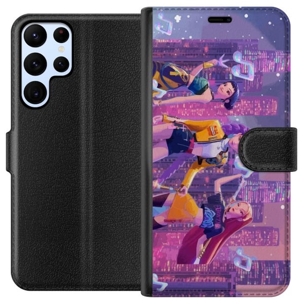 Yhteensopiva Lompakkokotelo Samsung Galaxy S22 Ultra 5G Futuristinen K-pop-tyttöryhmä Demon Huntersista neon kaupungissa, jossa on popkulttuuria ja s